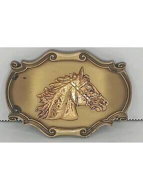 VTG Framed Horse Head Belt Buckle 1978 Raintree - 3D Retro Western Southwestern